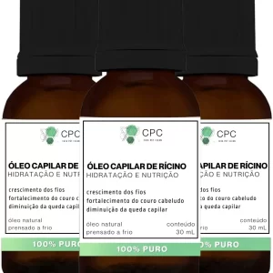 Oléo Capilar de Rícino 100% puro 30ml Hidrata e Nutre 3 Un.