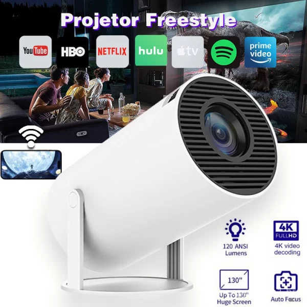 freestyle Projetor 4k de 720P WIFI mini Projetor Portátil TV Home Theater Cinema HDMI Suporte Android 1080P Para XIAOMI SAMSUNG Celular mine projetor de imagem