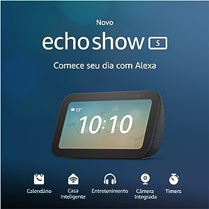 Novo Echo Show 5 (3ª geração - 2023) Smart display com Alexa, graves 2x mais potentes e som mais nítido Cor Preta